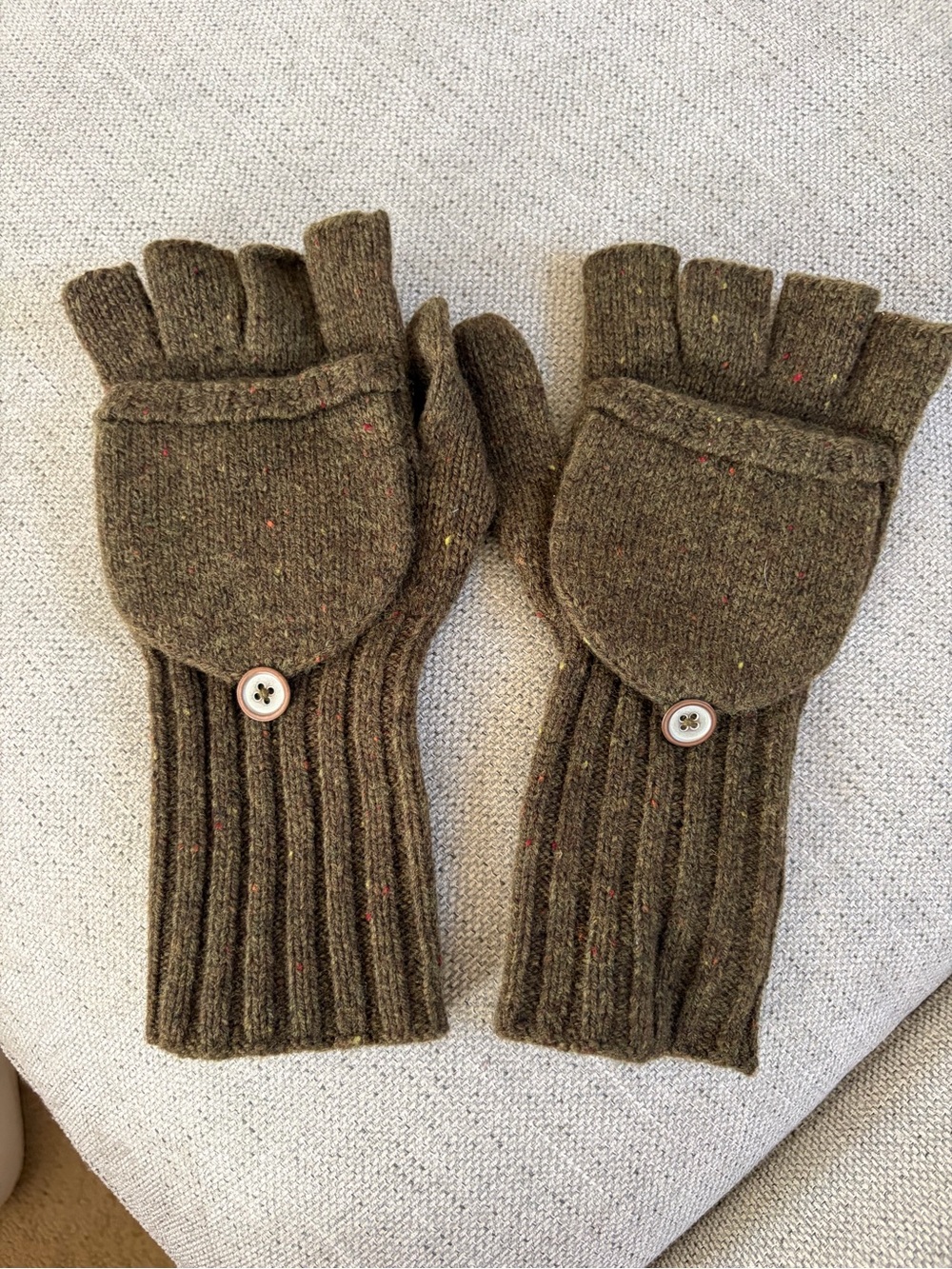 Madewell Olive Green Convertible Wool Mittens Fingerless Gloves